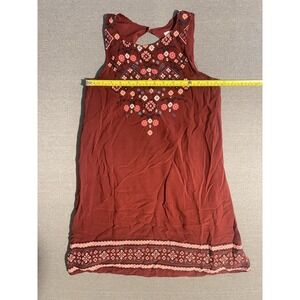 Xhilaration Burgundy Embroidered Dress Small Boho Sleeveless